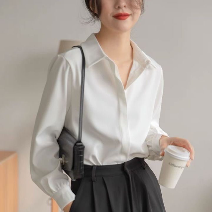 Loose White Shirt Women Korean Style Long Sleeve OL Wear