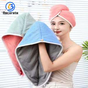 BECORATE Double thickened quick-drying cap Womens towel quick absorbent soft comfortable shower hat