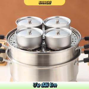 SHNGki 1 3 5 cái bát trứng hấp bằng thép không gỉ Bát hầm salad trái cây gạo Ramen có nắp đậy hộp đựng thức ăn Cốc súp Bộ đồ ăn nhà bếp