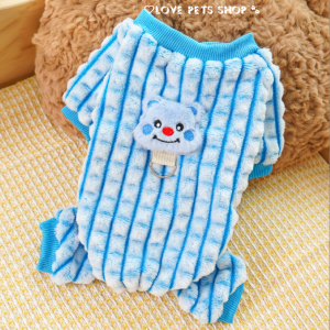 Áo lông liền quần có tay giữ ấm cho Chó Mèo kèm khoen móc dây dắt - Love Pets Shop