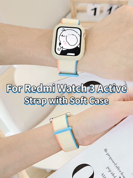 ใช้ได้กับ Redmi Watch 3 Active สายรัดห่วงไนล่อนทอใหม่พร้อมเคสป้องกันแบบ ...