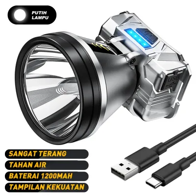 Senter Kepala Super Terang 500 Watt Headlamp Outdoor Senter Kepala USB Rechargeable Waterproof Outdoor Camping Berburu Hiking Lampu