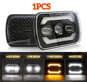 Wrangler 5x7in Headlight LED Square Light 60W High/Low Beam Headlamp Fit for Jeep Drl Amber LED