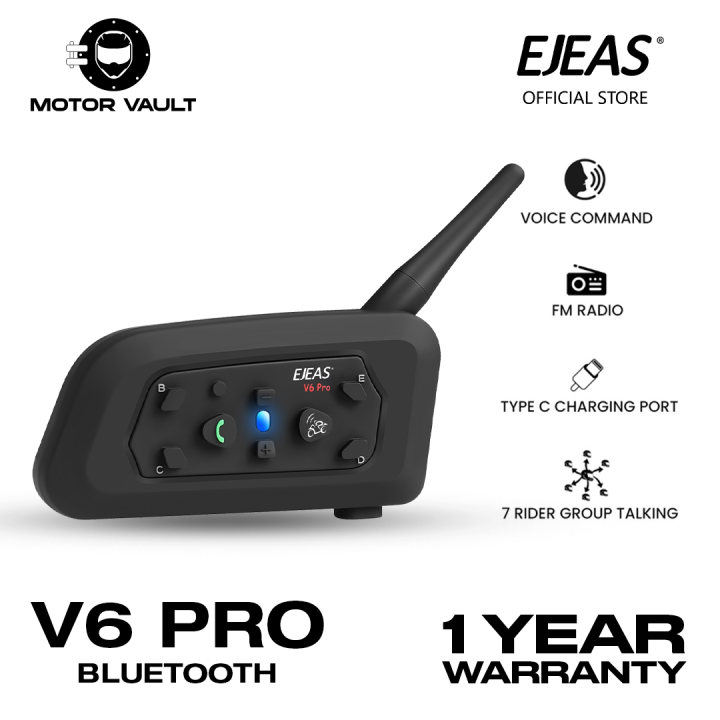 EJEAS V6 Pro Bluetooth Motorcycle Intercom Helmet Headset 1200m