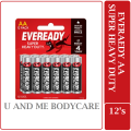 Eveready Battery Super Heavy Duty AA/AAA 12's. 
