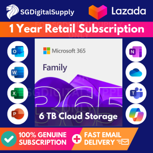 Microsoft 365 Family | 1 Year SG Retail Subscription | 6 Users | 6 TB OneDrive | Windows/Mac/iOS/Android | Digital Code