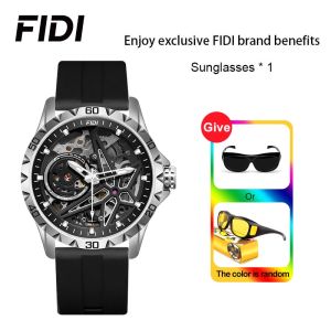 นาฬิกา FIDI นาฬิกากลไกผู้ชายแนวโน้มแฟชั่นกันน้ำเรืองแสงในที่มืดนาฬิกาข้อมือกลวงเพื่อของขวัญแฟนหนุ่ม