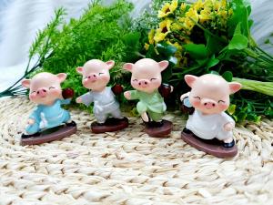 [HCM]Full set bộ 4 tượng Heo múa túy quyền