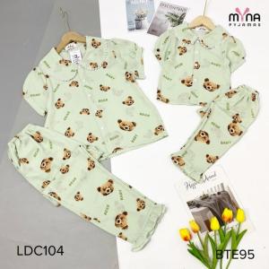 Bộ pijama lụa mẹ và bé gái chất lụa mango mềm mịn mát Ảnh shop tự chụp - Myna Pyjamas