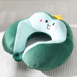 Bantal Leher Kancing Karakter Halus Lembut Terbaru Lucu Bantal Sandaran Mewah Tidur Busa Travel Portabel Mobil Alba Sol Hooded Neck Pillow Bantal Leher kancing