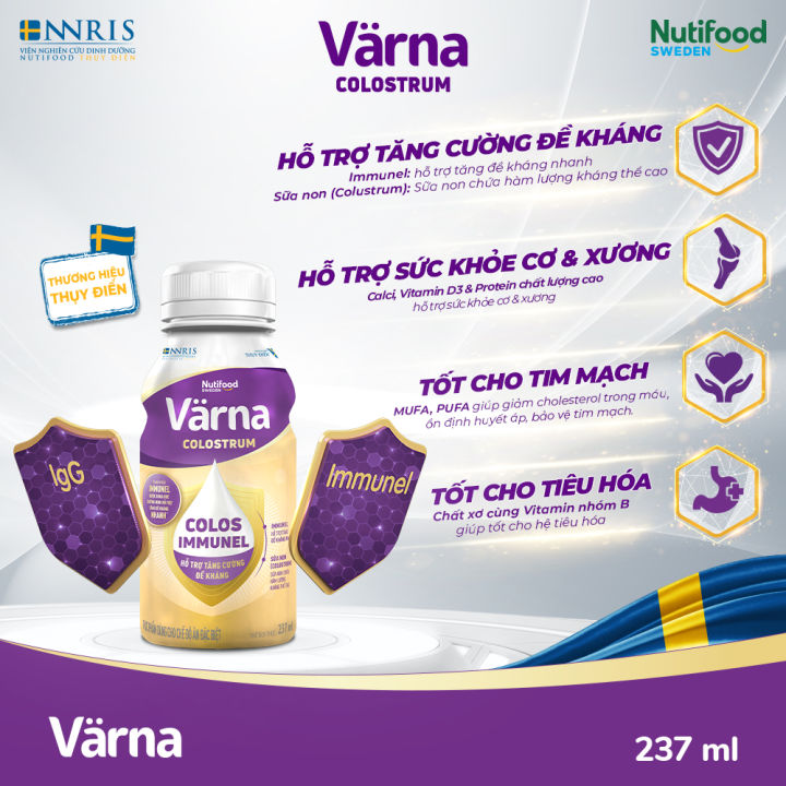 (BỔ SUNG SỮA NON - TĂNG ĐỀ KHÁNG NHANH- KÈM QUÀ TẶNG BÌNH CÁCH NHIỆT) 01 Lốc 06 chai/ 01 Thùng 24 Chai Varna Colostrum chai 237 mL - Thương Hiệu NUTIFOOD – NUTIFOOD SOYMILK