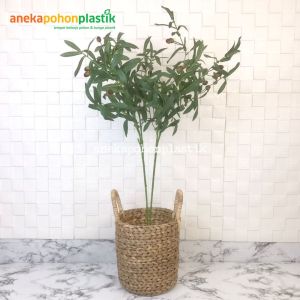 Pohon Imitasi Zaitun Tangkai X2 Artificial Cover Eceng Gondok Handle Dekorasi Kamar Aesthetic