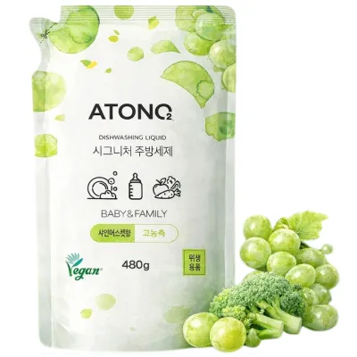 Nước Rửa Bình Sữa Atono2 Hương Chanh/Mẫu Đơn/Hương Thảo Chai/Túi 480g An Toàn Cho Bé - Bibo Mart