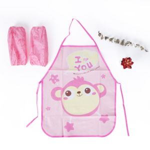 < With Arm Sleeves > Kids Apron Art Painting Cute Waterproof Multipurpose Cooking Art Cleaning Nylon