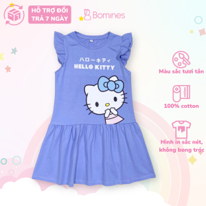 Váy bé gái Hello Kitty BOMINES tay cánh tiên thun co giãn 4 chiều cho bé gái 3- 10 tuổi 12- 30kg DTNBGKITTYkimtuyen