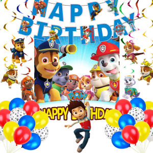 Fastshipment 28ชิ้น/เซ็ต Paw Patrol วันเกิดลูกโป่งลาเท็กซ์แบนเนอร์เค้กพื้นหลัง Party Home Decor ตกแต่งสถานที่การ์ตูนของขวัญวันเกิดสําหรับเด็ก