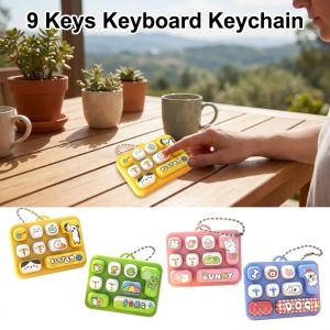 ZSDN MALL 9 Keys Keyboard Keychain Fingertip Button Keyring Stress Relief Fidget Toy Portable Cartoon Animals Sensory Clicker Toys Backpack Decor Student Gift