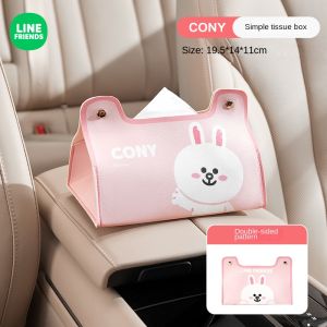 100% Authentic Line Friends Car Tissue Box Holder PU Leather Waterproof Moisture-proof Tissue Storage Box Cover Sanitary Box Tisu BROWN CHOCO CONY LFB158/LFB168/LFB265/LFB273/LFB320/LFB204