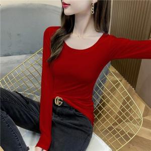 GanLai Women T Shirt Modal Round Neck Bottom Shirt Versatile for Women New Fashion and Comfortable Low Neck Long Sleeved Tight Fitting Top