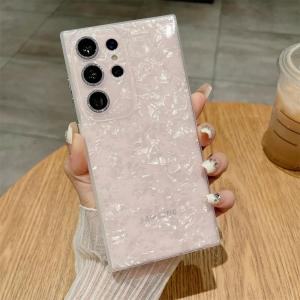 Glitter Marble Shell Pattern Case for Samsung Galaxy S24 S25 Ultra S23 S22 Plus S25 Plating Button Shockproof Ultra Slim Cover