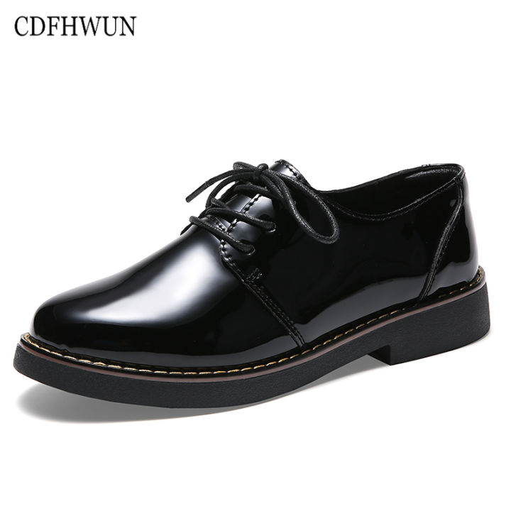 CDFHWUN Oxford Shoes for Women Lace-Up Platform Shoes Ladies Leather  British Style Brogue Shoes Lazada PH