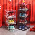 Magnetic Hard Plastic Transparent Drawer Shoe Box Shoe Storage Box Dormitory Artifact Space-saving Shoe Rack Shoe Cabinet Alone. 
