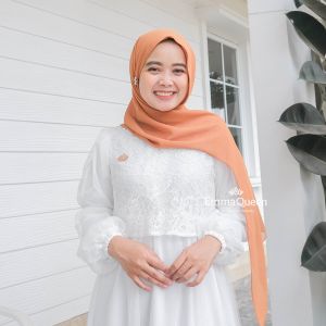 EmmaQueen - Pashmina Oval Ceruty Instan Simple Alina Babydoll Premium 170cm x 70cm Tepi Jahit