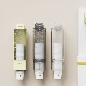 RBJ4 Plastic Suction Cup Paper Cup Storage Rack Punch-Free Wall-Mounted Disposable Paper Cup Dispenser Practical Waterproof Water Cup Holder for Home