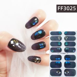 FF series 3D Vision Finger Nail Stickers Waterproof Full Nail Wrap Fasion Nail Art Diamond Pearl Gradient DIY Non-Toxic Sticker