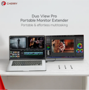 CHERRY 15.6“ Laptop Screen Extender with clip and stand Dual Portable Monitor  IPS 1080 FHD 85% NTSC Dual Travel Screen SB-C HDMI Port Compatible with Win MAC ANDROID IOS Chrome Dex Fits 16" Laptops for Business Game Study Housewife Entertainment P5