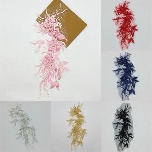 GORGE Colorful Sequined Embroidery Patches DIY 3D Flower Lace Fabrics Applique Fashion Elegant Clothing Applique Dresses