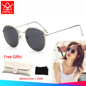 IMPALA QT3025P Nhỏ thời trang lens Sunglasses đối với phụ nữ thích hợp cho khuôn mặt nhỏ khuôn mặt gầy UV400 lens khung kim loại với kính da trường hợp