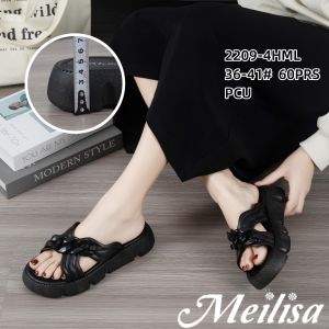 Sandal Selop Wanita Ban Dua Model Korea Rantai Karet Wedges Kekinian Import Terbaru Merek Meilisa