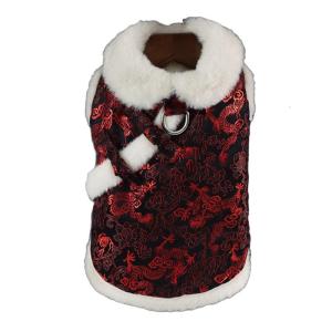 Chinese New Year Pet Outfit with Festival Pattern Traditional Spring Festival Celebrating Pet Costume Vest for Holiday