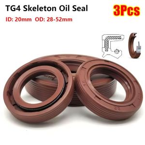 KEYOOL 3Pcs Cao su Fluoro FKM Phớt dầu khung xương FKM Đường kính trong 20mm đường kính ngoài 28-52mm Chịu được nhiệt độ cao Vòng đệm cao su Fluoro Bền bỉ Chống dầu Gioăng kép cho Trục Quay