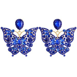 BEAUTYLADIES ส่องแสงแวววาว ต่างหูพลอยเทียมผีเสื้อ หรูหราสุดหรู ประณีตประณีตประณีต ต่างหูคริสตัลคริสตัล ของขวัญวันเกิดของขวัญ ไซส์ใหญ่พิเศษ ต่างหูแบบแขวน สำหรับผู้หญิง