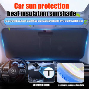 Car Sunshade Baffle Sun Protection Heat Insulation Sunshade Curtain Cover Shade Curtain Gear Cover Car Front Windshield Cover Sunshade 汽车遮阳挡板防晒隔热
