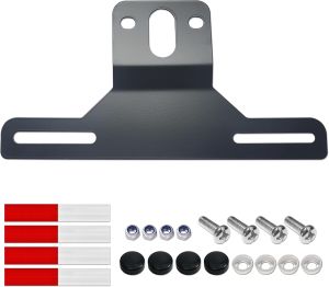 ZXFOOG Trailer License Plate Bracket Holder- Black Stainless Steel Metal Car Tag Frame for Truck/RVs/Boats Universal License Plate Light Mounting Kit with Screw Caps