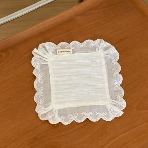 Q-1151 STORE Dust-proof Lace Ruffle Placemats Multi-purpose Soft Flounced Cotton Napkins Korean Style Coasters Table Decor