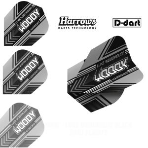 HARROWS DART FLIGHTS - STANDARD PRIME - LUKE WOODHOUSE BLACK 100 MICRON DART FLIGHTS (SAYAP ARROW)