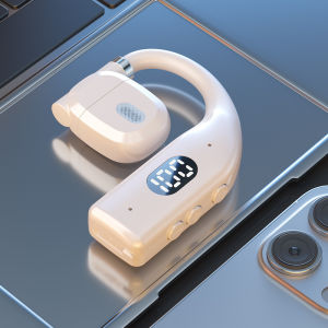 New Bluetooth Headset Wireless Long Battery Life Single Ear Open Non-in-ear Rotation OWS Hanging Ear Left and Right Ear Universal Waterproof Digital Display Screen Headset Sports Bluetooth Headset Fitness Running Car Headset