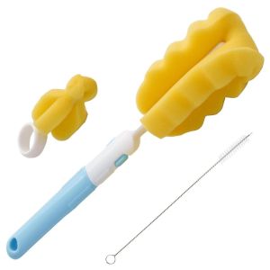 3pcs Baby Bottle Cleaner Brush Set includes Baby Bottle Brush Cleaner Nipple Brush & Straw Cleaning Brush Non-Slip Grip Handle