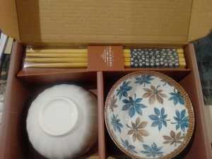 Mangkok Jepang 2pcs + sumpit 2 pasang/2 Mangkok Ramen+2 Pasang Sumpit/Mangkok Ramen Jepang