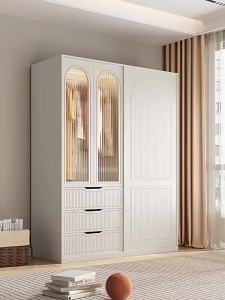 HDB Sliding Door Solid Wood Wardrobe Multifunctional Combination Storage Cabinet Organizer Wardrobe Small Apartment Corner Desk Household Bedroom Locker