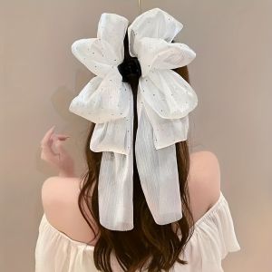 Secure Hair Grip Mesh Bow Hair Claw 1Pc Vintage Sparkling Diamond Design Four Seasons Suitable for Party Date