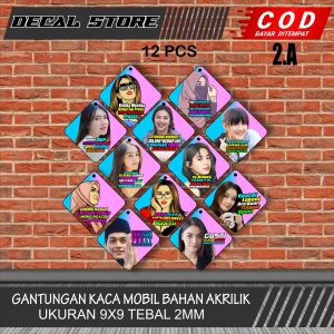 paket isi 12 pcs Gantungan Kaca Akrilik Bebas Custom Variasi Gantungan Mobil Dan Truck Kode 02.A