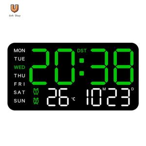 Digital Alarm Clock Electronic Wall Clock Multifunctional Boarderless Wall-mounted Clock Desk Alarm Clock for Students [Ueb Shop]