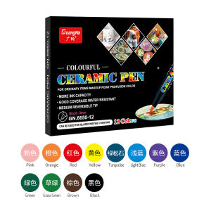 Guangna 12/24 color Ceramic Pen brush Marker set Metallic Color DIY Glass Hand-painted Markers