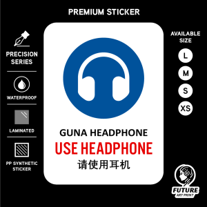 Use Headphone. Guna Headphone. Sticker Sign Signage Notice Label. Earphone.