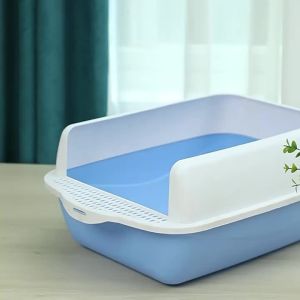 Large Semi-Enclosed Cat Litter with High Sides Anti-Splash Cat Toilet with Scoop